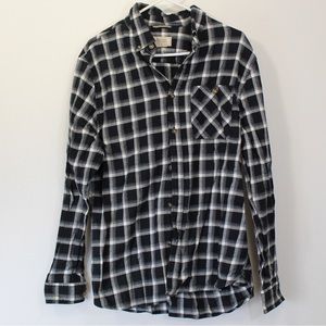 Boston traders black white plaid flannel button up long sleeve shirt men’s lg